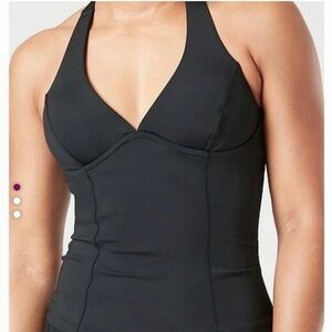 Athleta Black Halter Swim Top NWT 38 B C